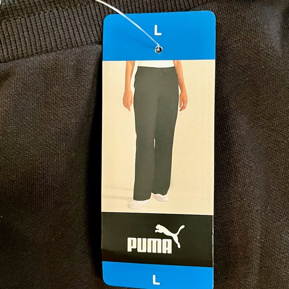 Puma Fleece Straight Leg Pants * Black * Pockets * Size L * Inseam 30.5" * NWT - Picture 4 of 7